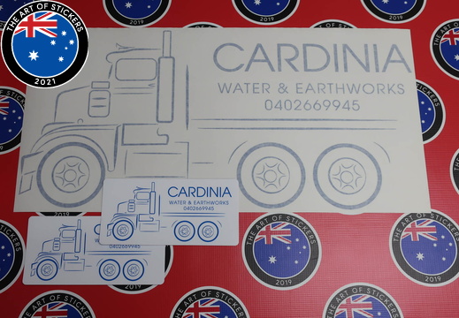 Custom Vinyl Cut and Printed Contour Cut Die-Cut Cardinia Water & Earthworks Vinyl Business Stickers