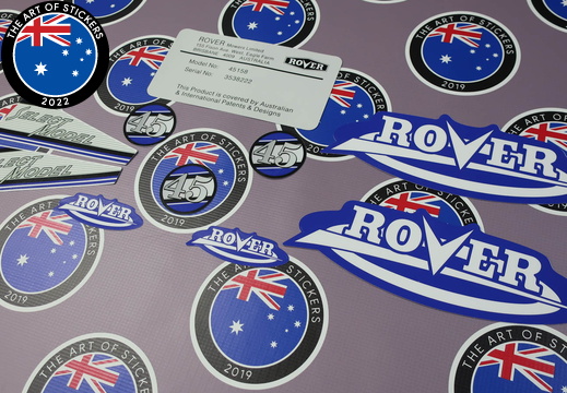 Custom Printed Contour Cut Die-Cut 45 Rover Mowers Vinyl Business Stickers 