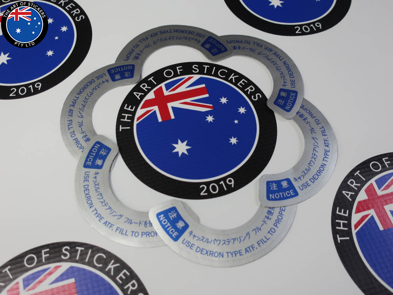 Custom Printed Clear on Silver Metallic Contour Cut Die-Cut Do Fill Notice Vinyl Business Stickers 