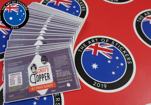 Custom Printed Contour Cut Die-Cut Dog Eatz Gravy Topper Vinyl Business Merchandise Label Stickers 