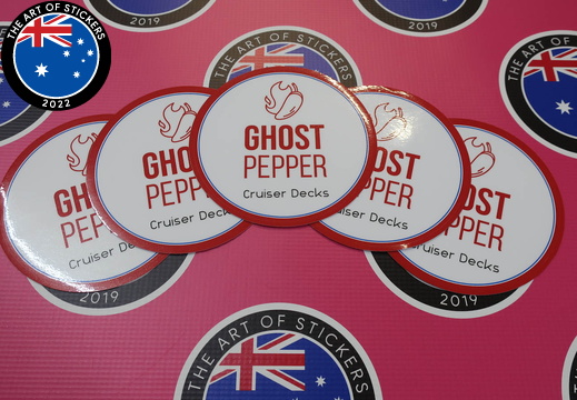 Custom Printed Contour Cut Die-Cut Ghost Pepper Cruiser Decks Business Stickers 