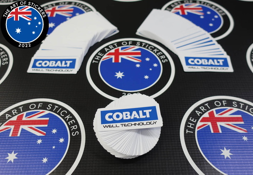 Custom Printed Contour Cut Die Cut Cobalt Well Technology Business Stickers 