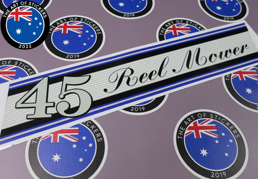 Custom Printed Contour Cut 45 Rover Mowers Vinyl Business Stickers