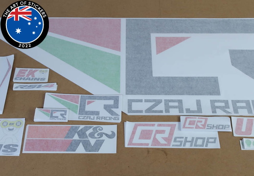 Custom Printed Contour Cut Czaj Racing Vinyl Business Sticker Sets
