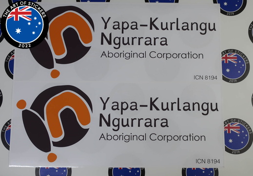 Custom Printed Contour Cut Yapa Kurlangu Ngurrara Aboriginal Corporation Vinyl Business Stickers