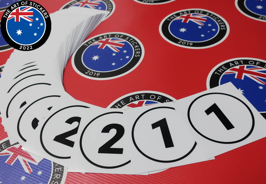 Custom Printed Contour Cut Circle Numbers Vinyl Business Stickers