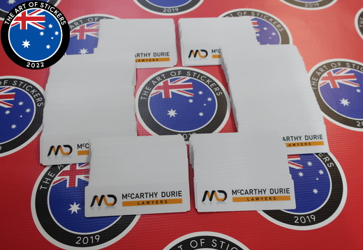 Custom Printed Contour Cut Die-Cut McCarthy Durie Lawyers Vinyl Business Stickers