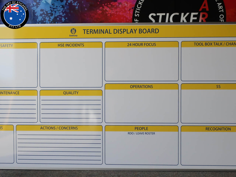 Custom Printed Graincorp Terminal Display Board Business Whiteboard