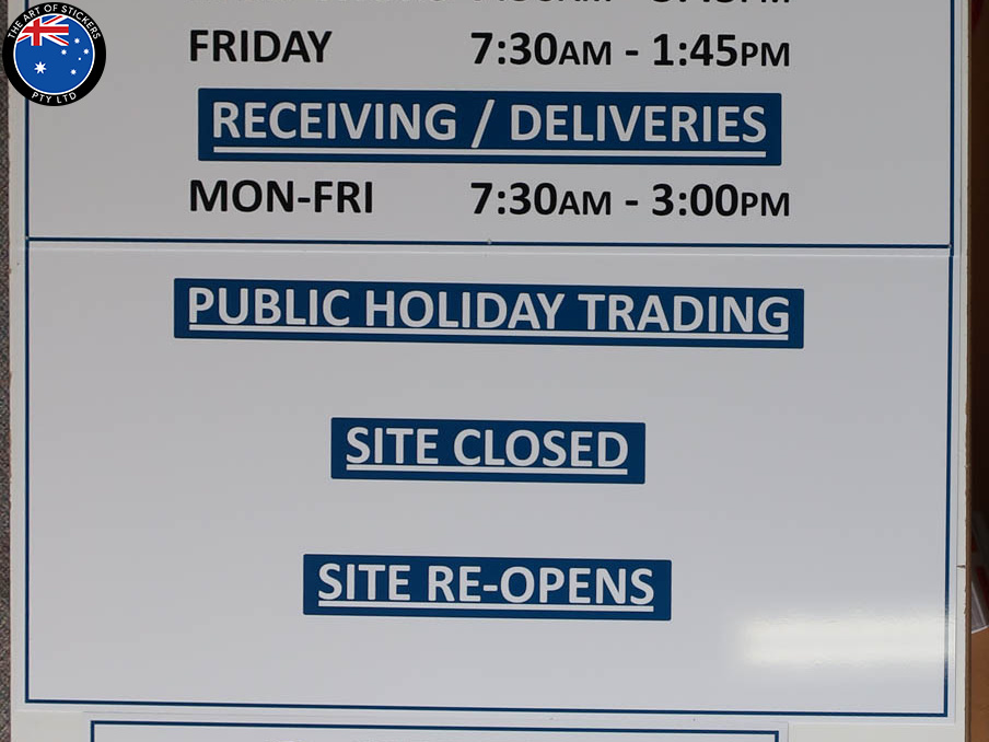 Custom ACM Corinthian Doors Showroom Parking Sales Business Trading Hours Signage