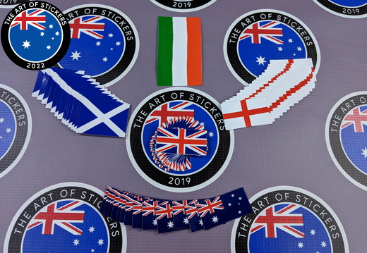 Bulk Catalogue Printed Contour Cut Die Cut England Australia Uk Ireland Flags Vinyl Stickers