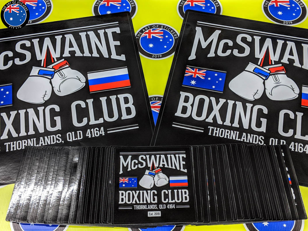 Bulk Custom Printed Contour Cut Die Cut McSwaine Boxing Club Vinyl Business Stickers