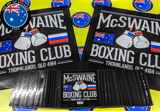 Bulk Custom Printed Contour Cut Die Cut McSwaine Boxing Club Vinyl Business Stickers