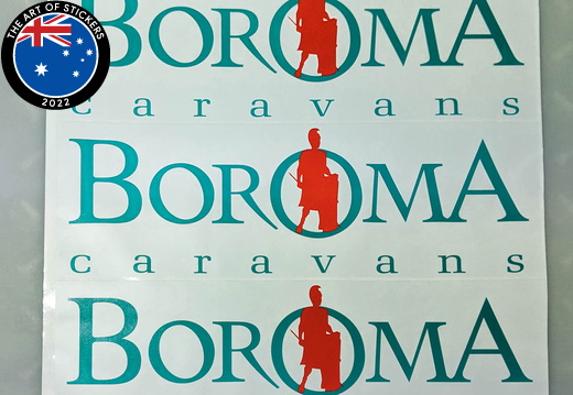 Custom Printed Contour Cut Boroma Caravans Vinyl Business Stickers