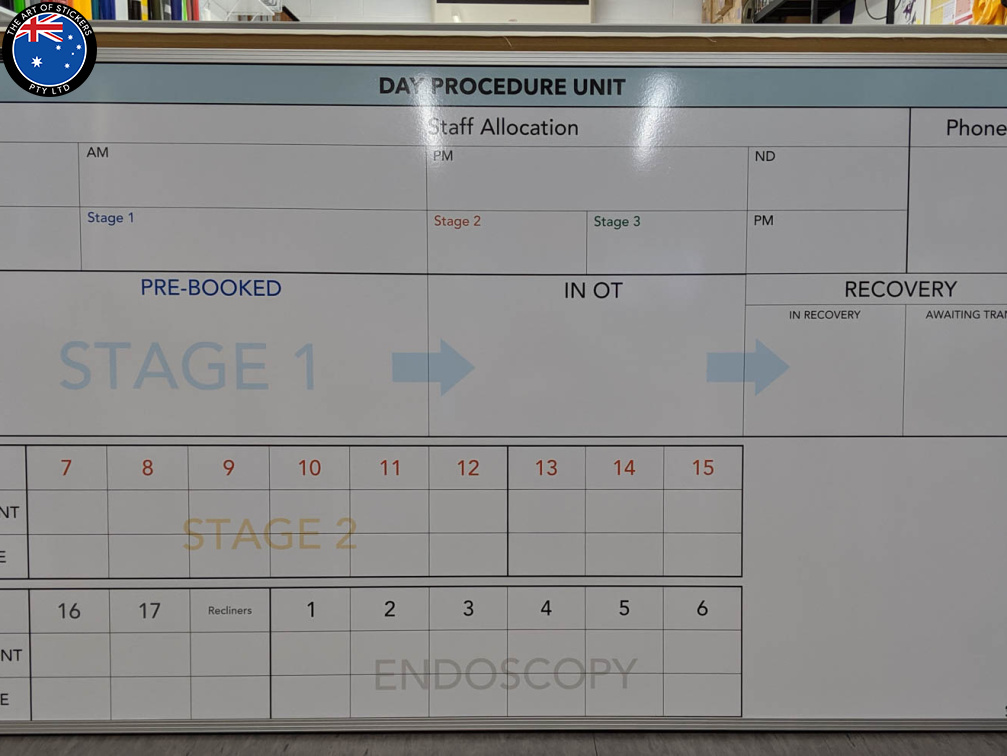 Custom Printed Dry Erase Mater Hospital Day Procedure Unit Business Whiteboard