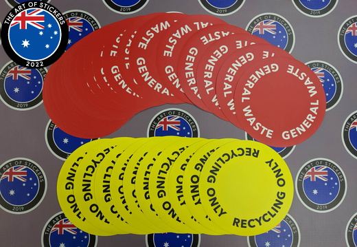 Custom Printed Contour Cut Die-Cut General Waste Recycling Only Vinyl Business Stickers
