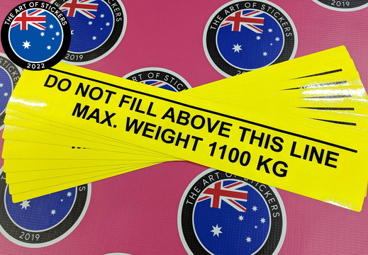 Custom Printed Contour Cut Die-Cut Do Not Fill Above Line Max Weight Vinyl Business Stickers