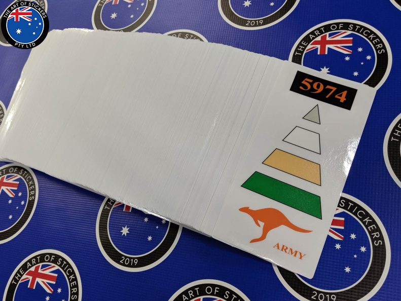 Bulk Custom Printed Clear Contour Cut Die Cut Australia Army Vehicle Marker Vinyl Business Stickers