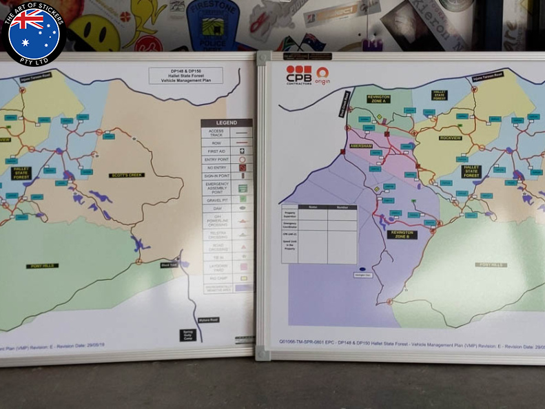 Custom Printed CPB Contractors Vehicle Management Plan Zone Map Small Business Whiteboard 