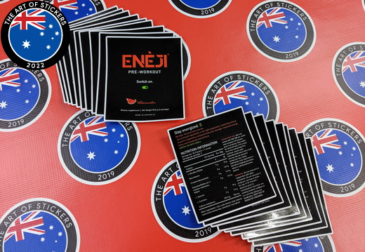 Custom Printed Contour Cut Die Cut Eneji Pre-Workout Vinyl Business Merchandise Label Stickers
