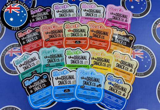 Custom Printed Contour Cut Die Cut Luv & Co Snack Flavours Vinyl Business Merchandise Label Stickers
