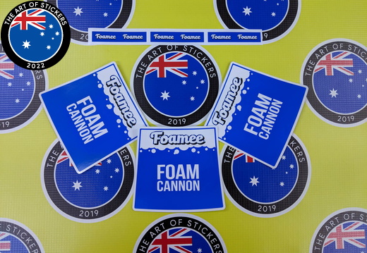Custom Printed Contour Cut Die Cut Foamee Foam Cannon Vinyl Business Stickers