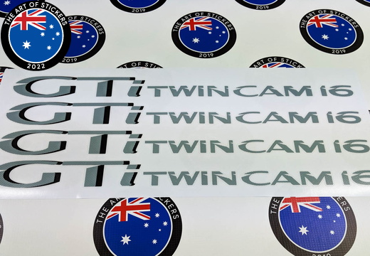Custom Printed Contour Cut Gti Twin Cam 16 Reproduction Vinyl Stickers