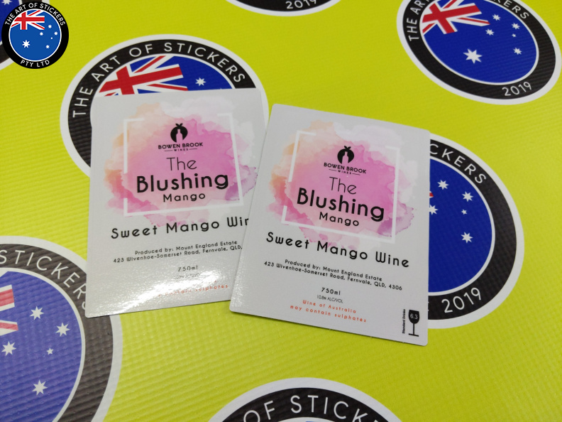 Custom Printed Contour Cut Die-Cut The Blushing Mango Wine Vinyl Business Merchandise Stickers.