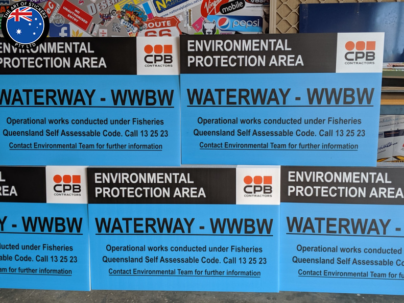 Custom Printed Corflute CPB Contractors Environmental Protection Area Business Signage