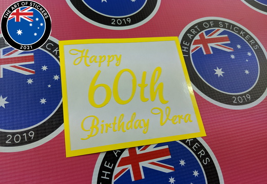 Custom Vinyl Cut Happy 60th Birthday Business Stickers
