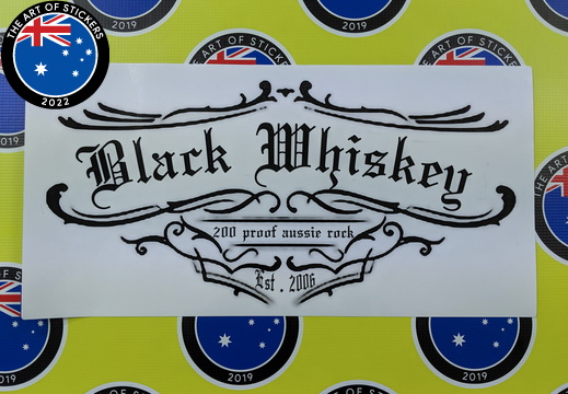 Custom Printed Black On Clear Contour Cut Die Cut Black Whiskey Vinyl Business Label Sticker