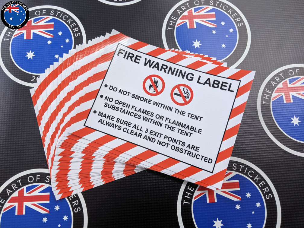 Custom Printed Fire Warning Banner Business Labels