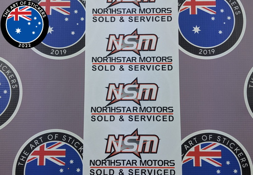 Custom Printed Contour Cut Vinyl NSM Northstar Motors Business Logo Stickers