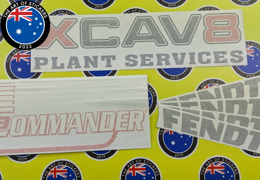 Custom Printed Contour Cut Xcav8 Fendt Commander 3 Vinyl Business Logo Stickers