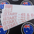 Custom Printed Contour Cut Red Square iStart Vinyl Business Stickers