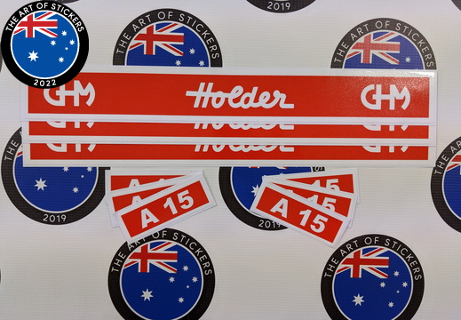 Custom Printed Contour Cut Reproduction GHM Holder Vinyl Stickers