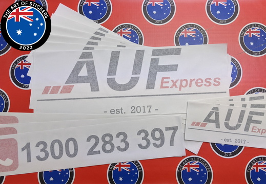 Custom Printed Contour Cut AUF Express Vinyl Business Logo Phone Number Stickers