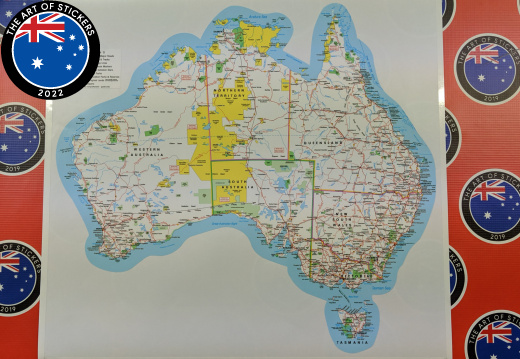 Catalogue Printed Contour Cut Map of Australia Major Roads Sticker