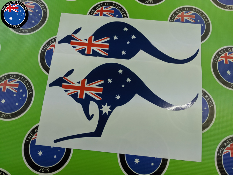 Catalogue Printed Contour Cut Kangaroo Australia Flag Vinyl Stickers