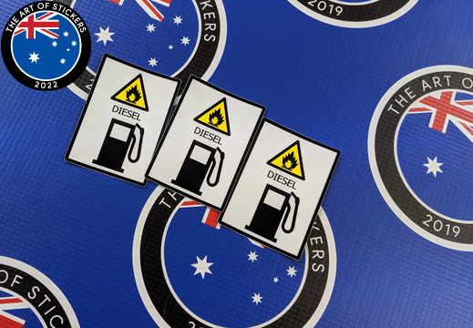 Catalogue Printed Contour Cut Die Cut Warning Diesel Fuel Flammable Vinyl Business Stickers