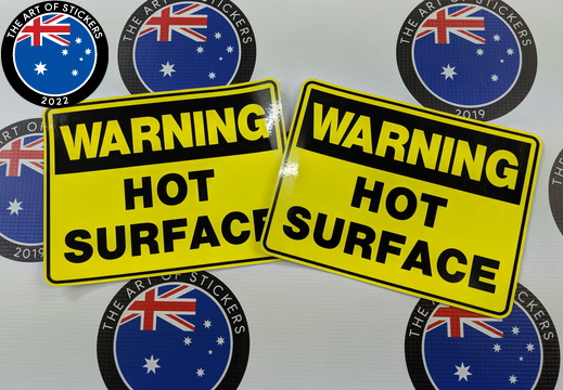 Catalogue Printed Contour Cut Die Cut Warning Hot Surface Vinyl Stickers
