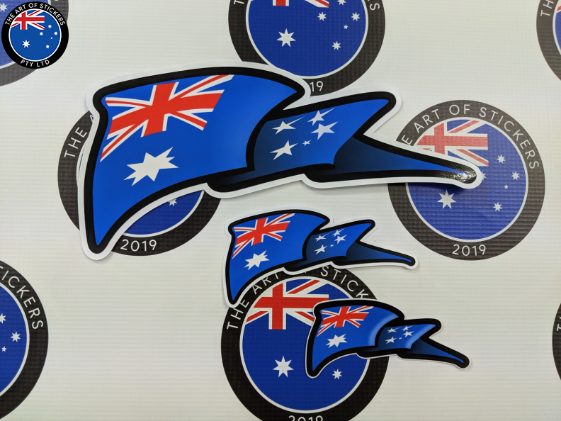 Catalogue Printed Contour Cut Die-Cut Australia Flag Wave Vinyl Stickers