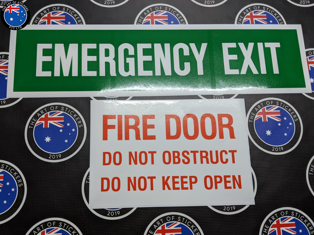 Catalogue Printed Contour Cut Die-Cut Emergency Exit Fire Door Vinyl Business Stickers