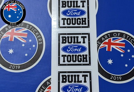 Custom Printed Contour Cut Ford Built Tough Vinyl Logo Lettering Stickers