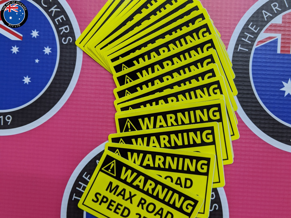 Bulk Custom Printed Contour Cut Die Cut Warning Max Road Speed Vinyl Business Stickers