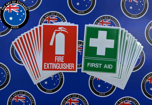 Bulk Catalogue Printed Contour Cut Die Cut Fire Extinguisher First Aid Vinyl Business Stickers