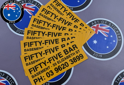 Custom Printed Contour Cut Die Cut Fifty Five Bar Vinyl Business Stickers