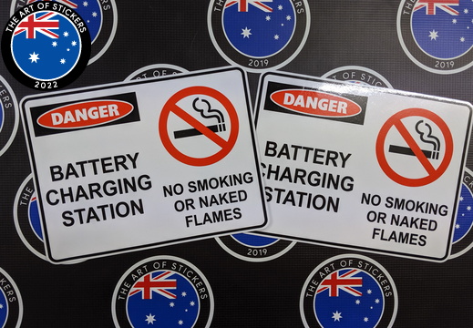 Custom Printed Contour Cut Die Cut Danger Battery Charging Station Vinyl Business Stickers
