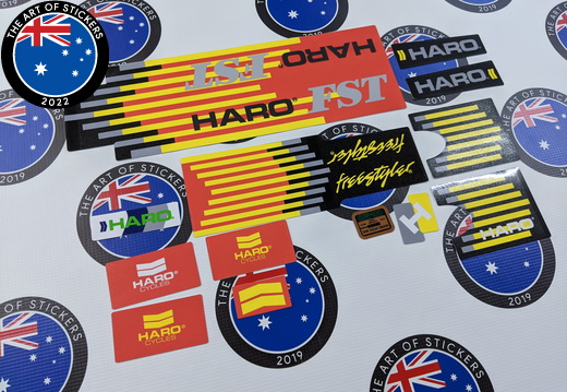 Custom Printed Contour Cut Die Cut Haro Cycles Vinyl Sticker Set