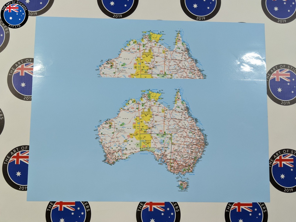 Catalogue Printed Contour Cut Map of Australia Panel Vinyl Stickers