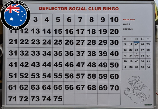 Custom Printed Dry Erase Laminated Deflector Social Club Bingo Business Whiteboard